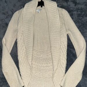 Autumn Cashmere Cream Cable-Knit Shawl Collar Sweater